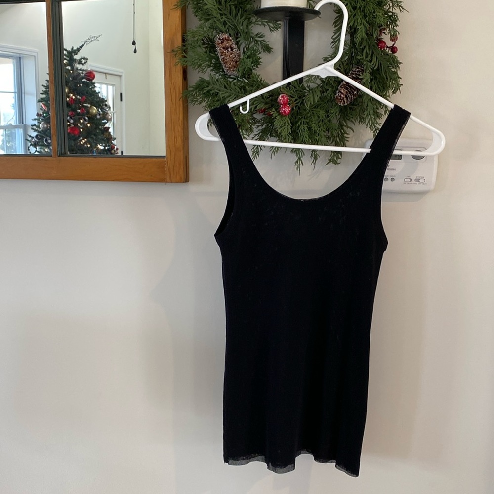 Vintage Fuzzi for Jean Paul Gaultier black double lined mesh tank top.